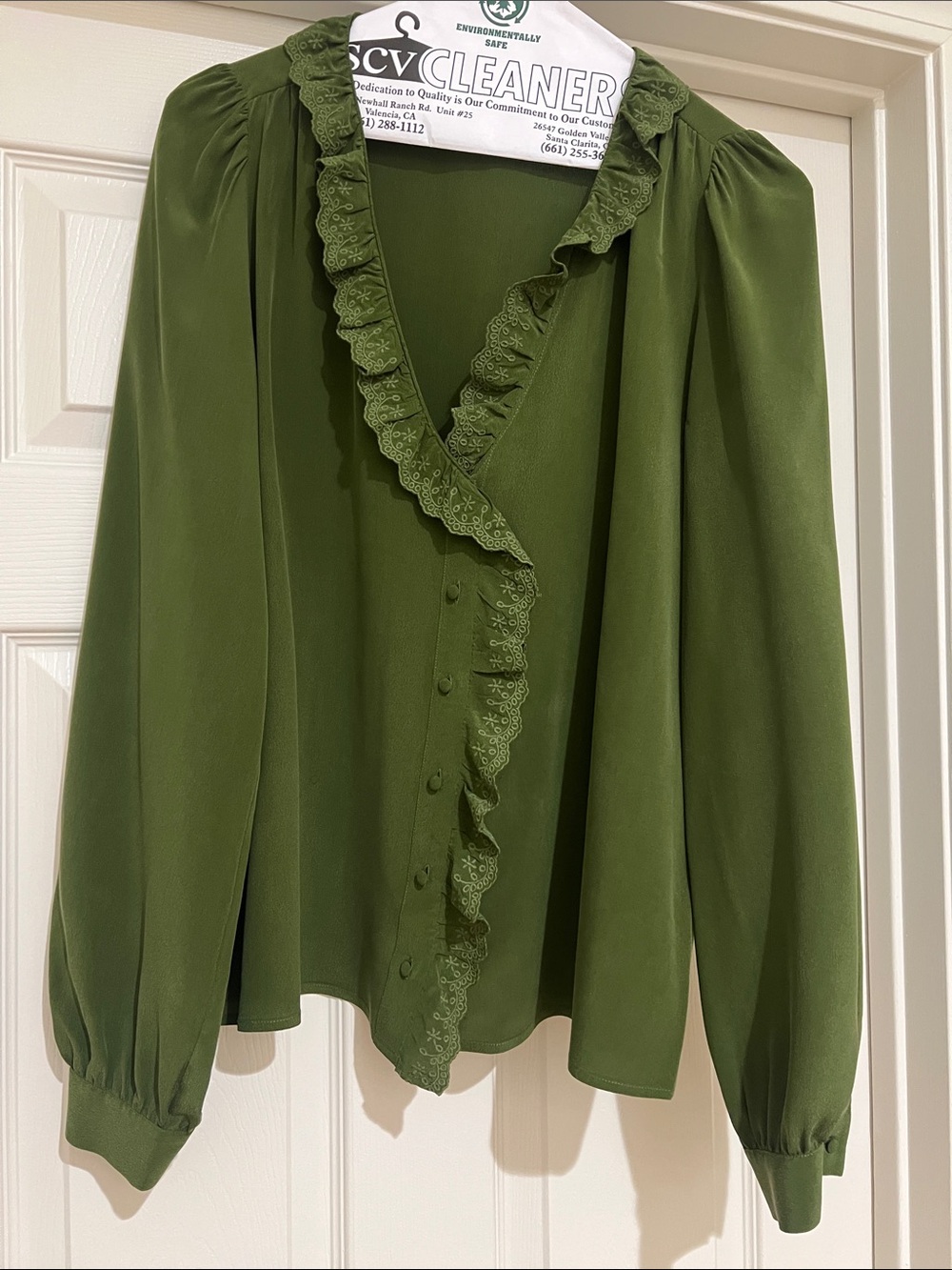 Sezane Rosine Shirt Olive Green - Size 10